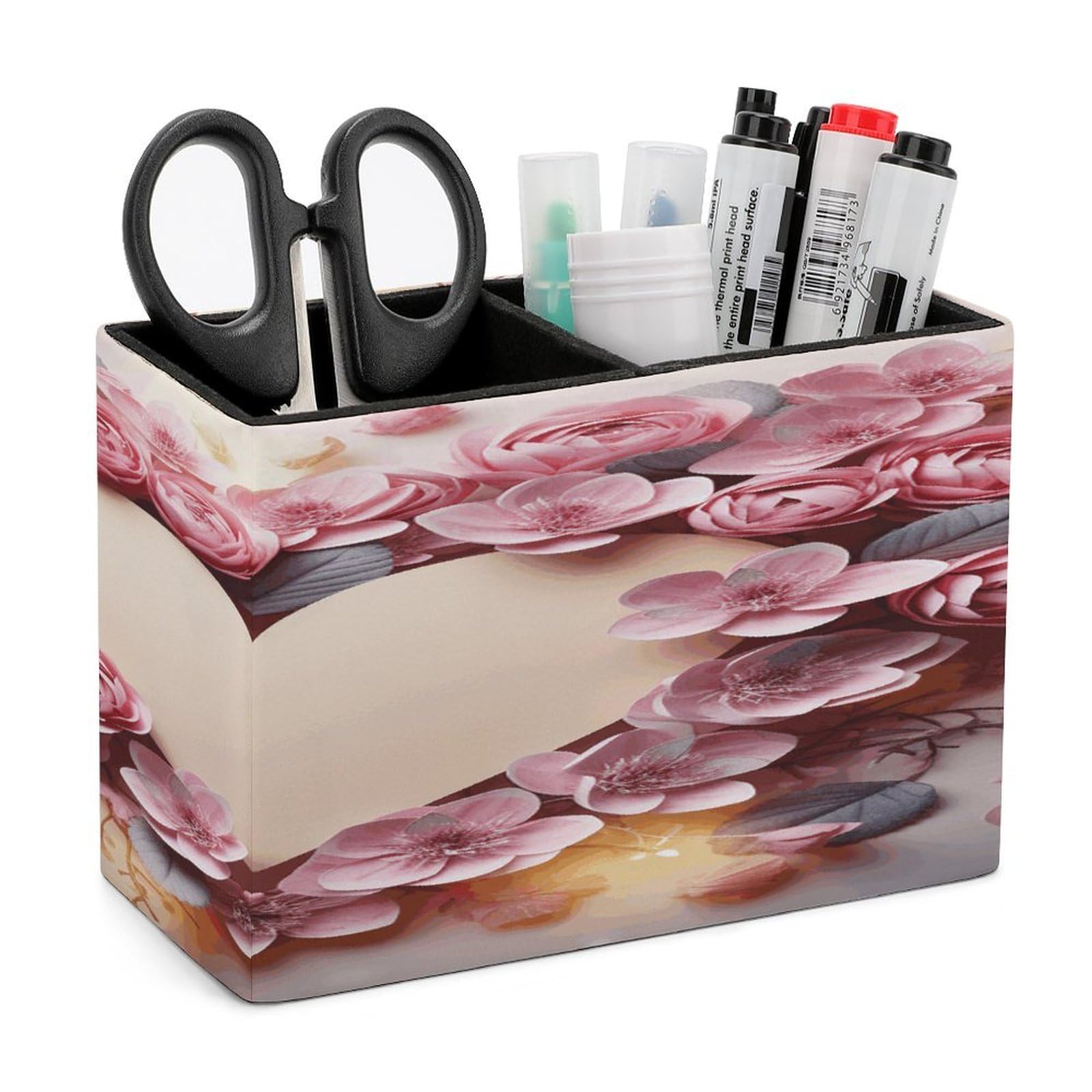 Porte-stylos en cuir motif cœur, une idée cadeau utile pour le bureau