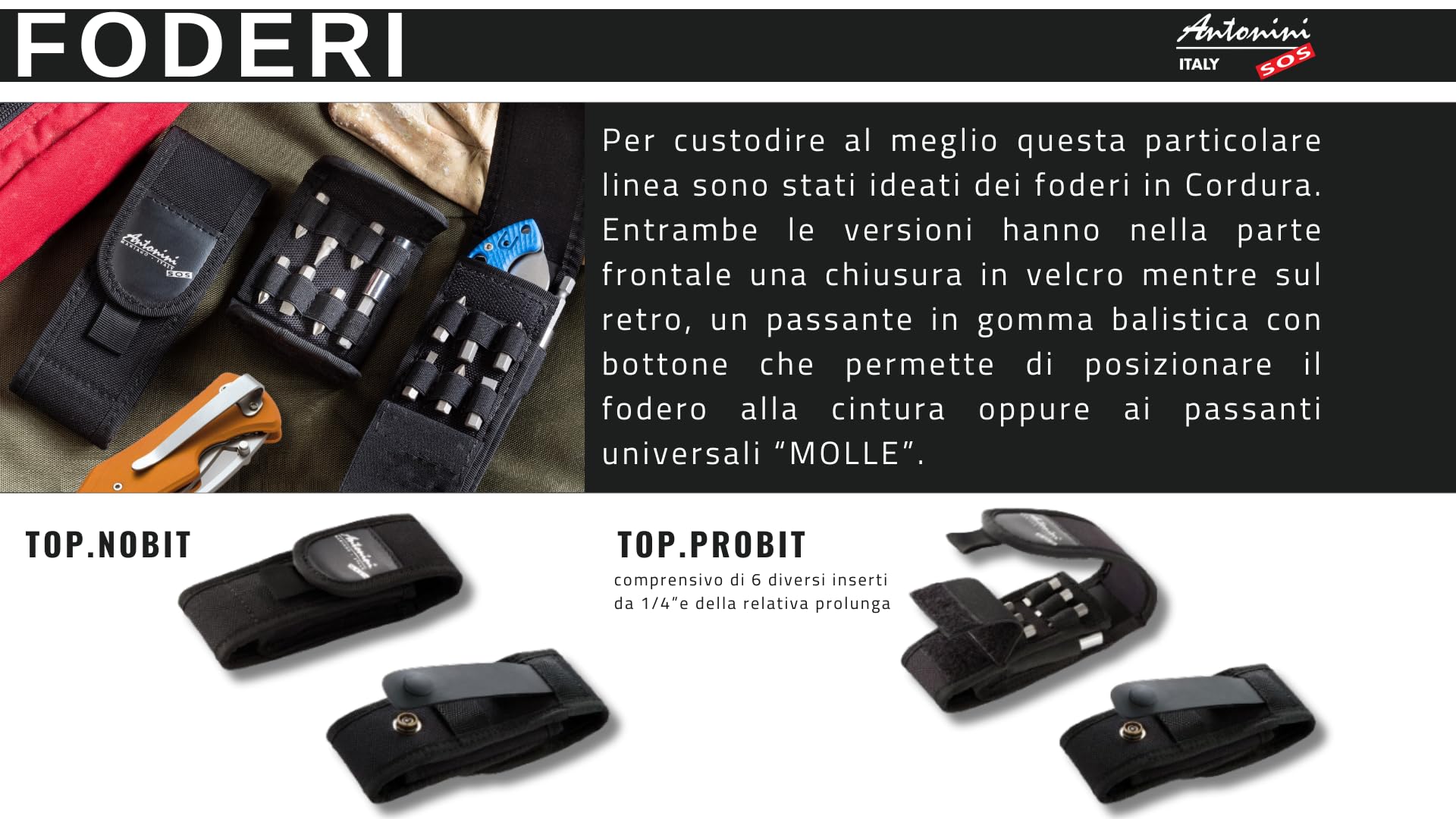 ANTONINI Coltello Professionale da Soccorso, con manico in alluminio anodizzato nero ed inserto antiscivolo e fotoluminescente, lama in Aisi 440A combo (art. SOS.ARA_BAT N/S)