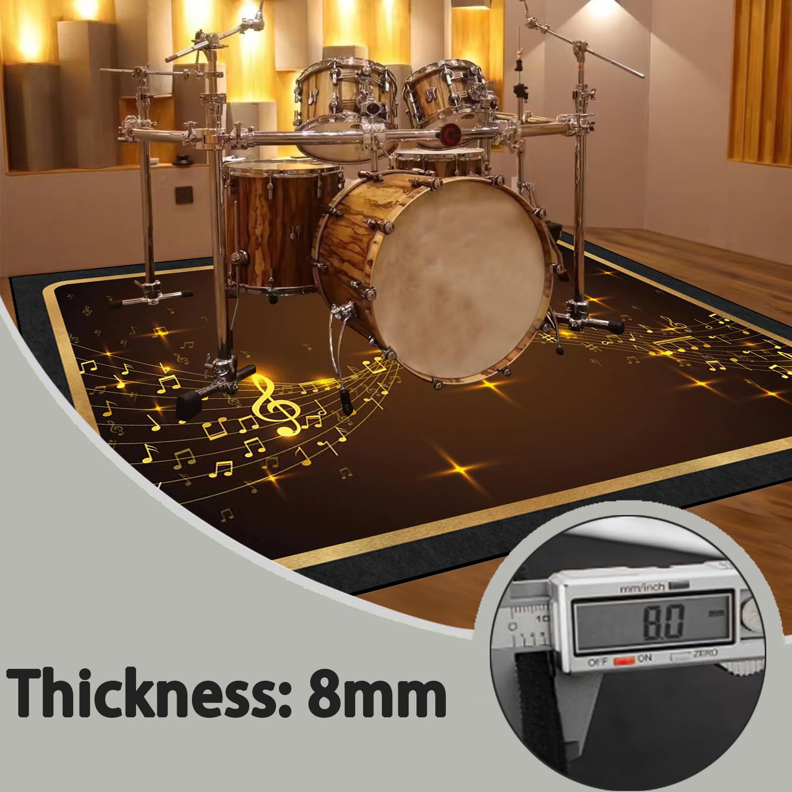230 x 180 cm Tappeti Batteria Acustica Tappeto Batteria Elettronica Antiscivolo Tappeto A Tamburo Insonorizzante per Grancassa Rullante E Altri Componenti del Set di Tappetini Tappetino Insonorizzato