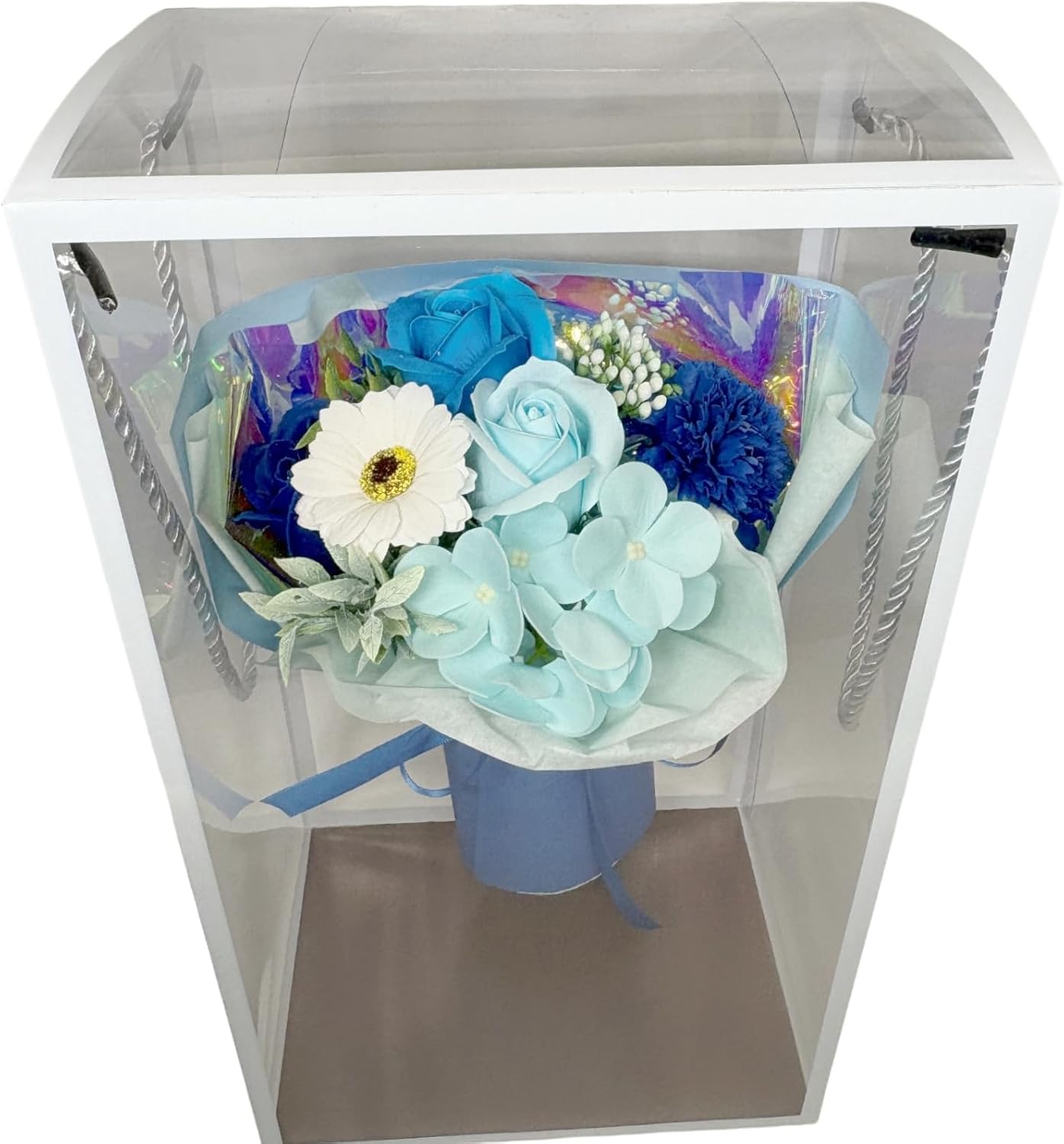 Q-FLA 819476 Soap Flower Floating Bouquet, PVC String Included, BL in Clear Case, Can be Used as a Gift for Women