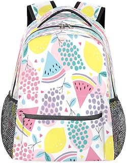 Mochilas para meninos e meninas, mochila escolar com vários bolsos, frutas, limão, uva, impermeável, com alça de ombro ajustável para viagens, caminhadas, acampamento, Multi, Medium