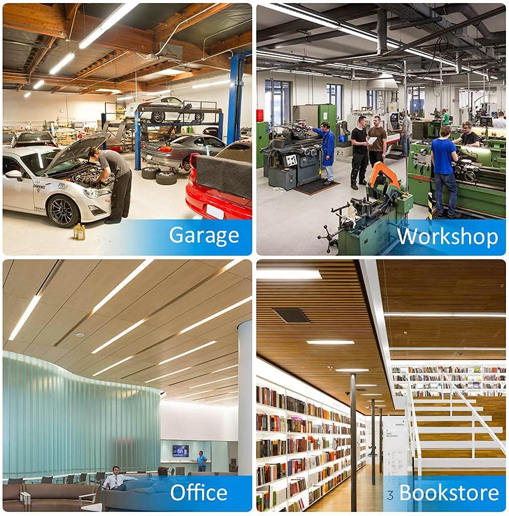 Suреr Chеар 🛒 CNSUNWAY LIGHTING 4FT LED Shop Light, 40W 5200LM, 6500K Super Bright White, V Shape Double Rows LED, High Output, Linkable Light Fixture 4 Foot with Plug for Garage, Workshop, Basement (Pack of 6)