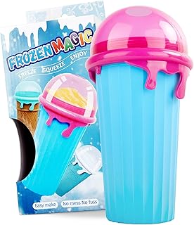 masteymoh Slush Cup Magic Quick Frozen Smoothie Cup 500 ml, Slush Ice Cream Cup, Slushie Maker Slush Ice Maker, Frozen Slushy Cup, Slushy Cup, Freezer Cup for Smoothies (1 in Blue)