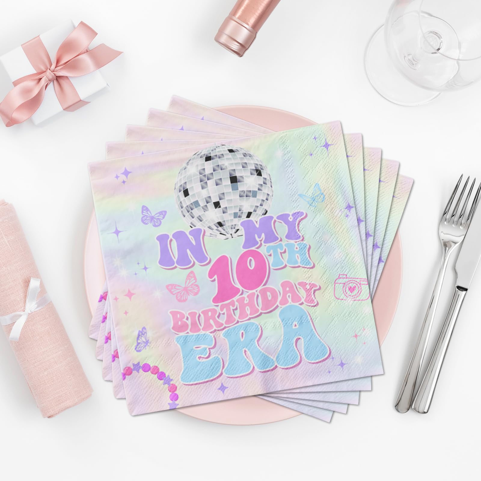 Pink Gold Cocktail Napkins, Pink Ombre Dessert Napkins, Birthday Party Paper Nap