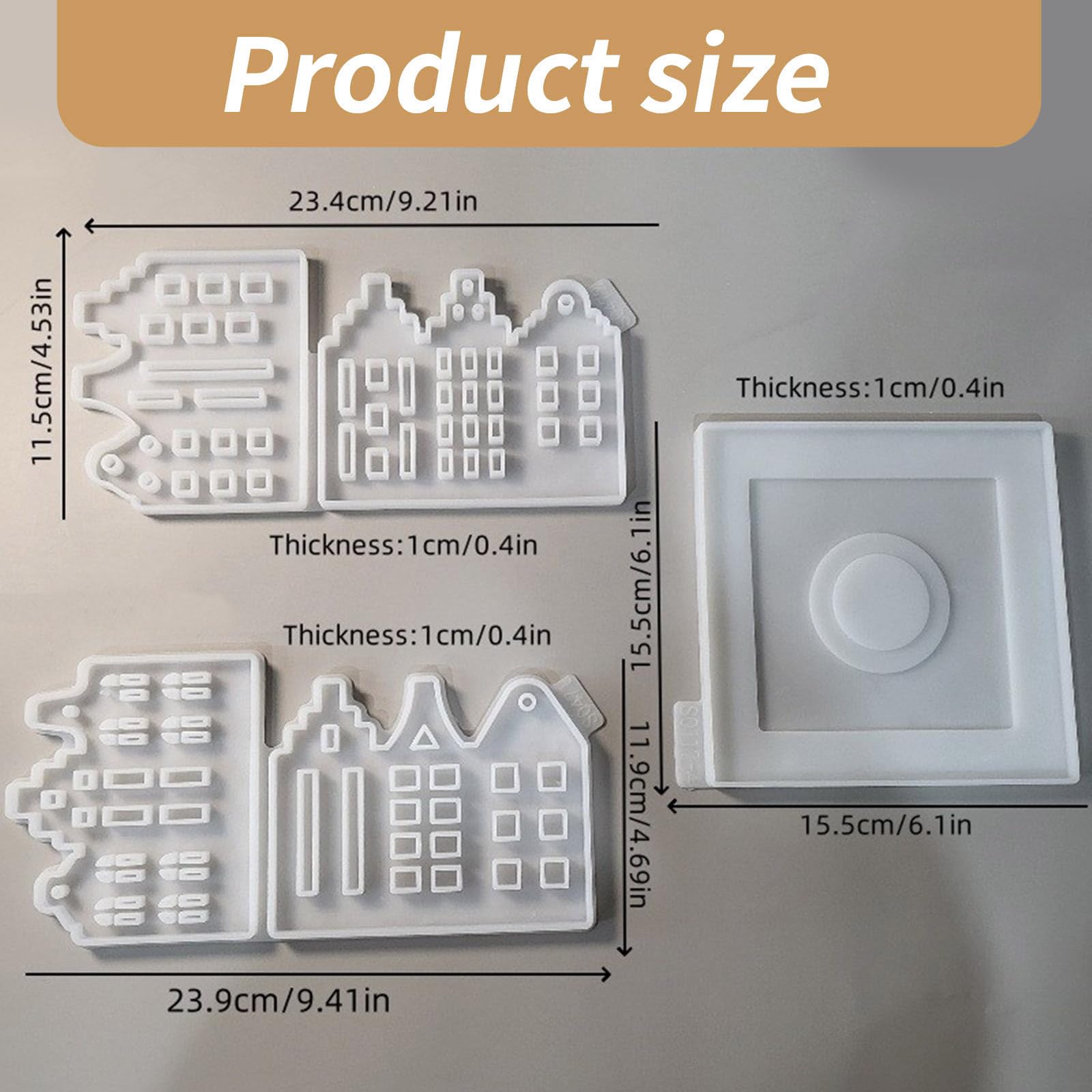 Molde de silicona resistente a altas temperaturas, forma de casa, formas de adornos, moldes de silicona para candelabros