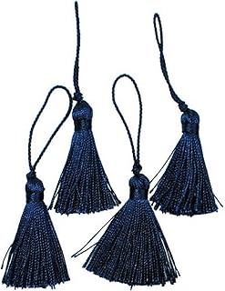 EXPO 2" Fiber Mini Key Tassel Pack of 4 Trims, 2 x 3/8 Inch, Navy Blue