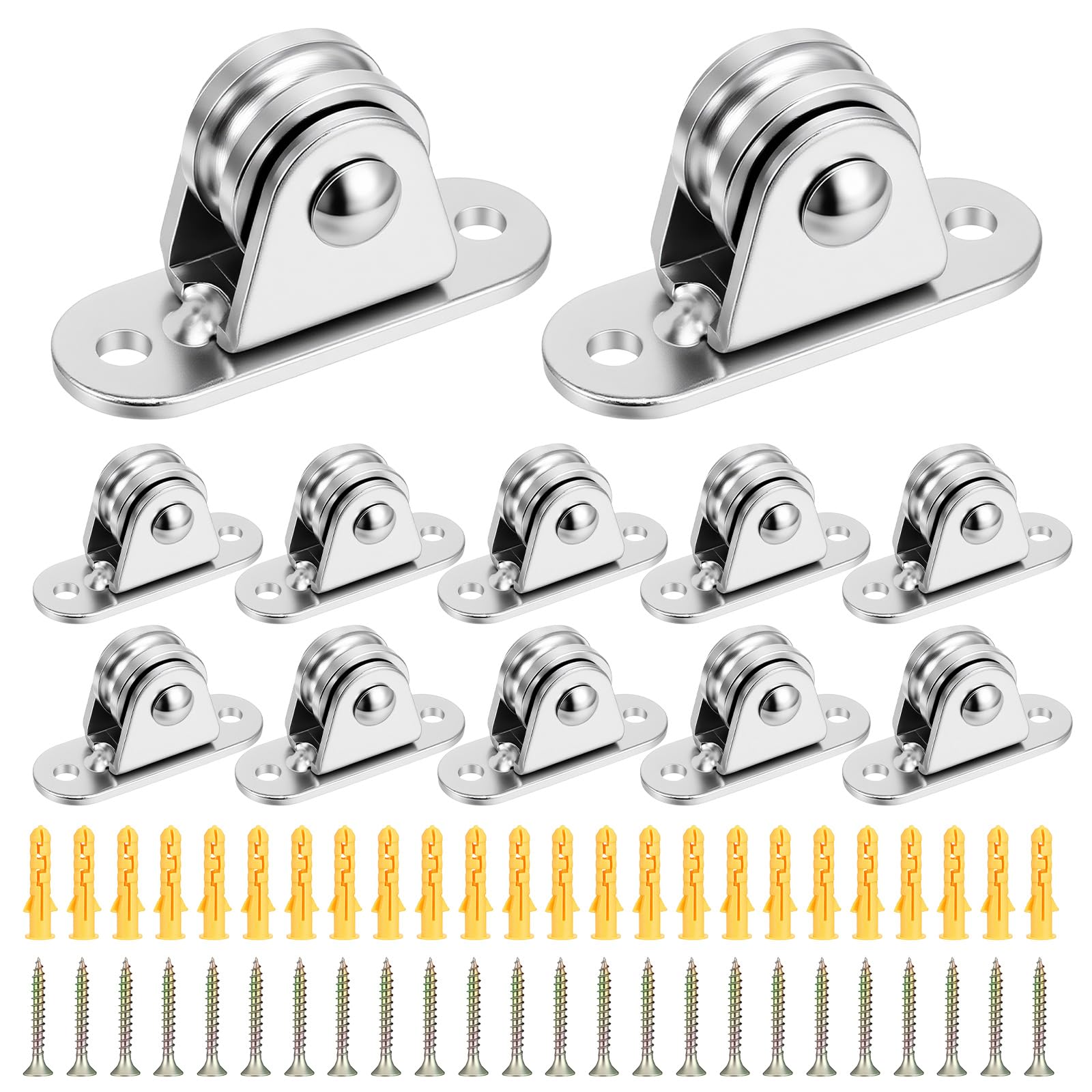 Photo 1 of 12 Pcs Small Pulley Block, Heavy Duty Silent Fixed Pulley Wheel with Screws, Loading 176LB for Rope Cord, Wall Ceiling Mount, Material Handling DIY Project