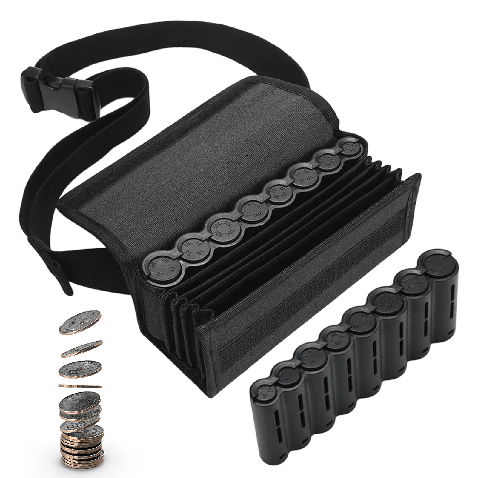 Portamonedas De Bolsa,Organizador De Monedas con 8 Ranuras - Bandolera Versátil para Camareros Y Regalo para Parejas Colegas Y Familiares