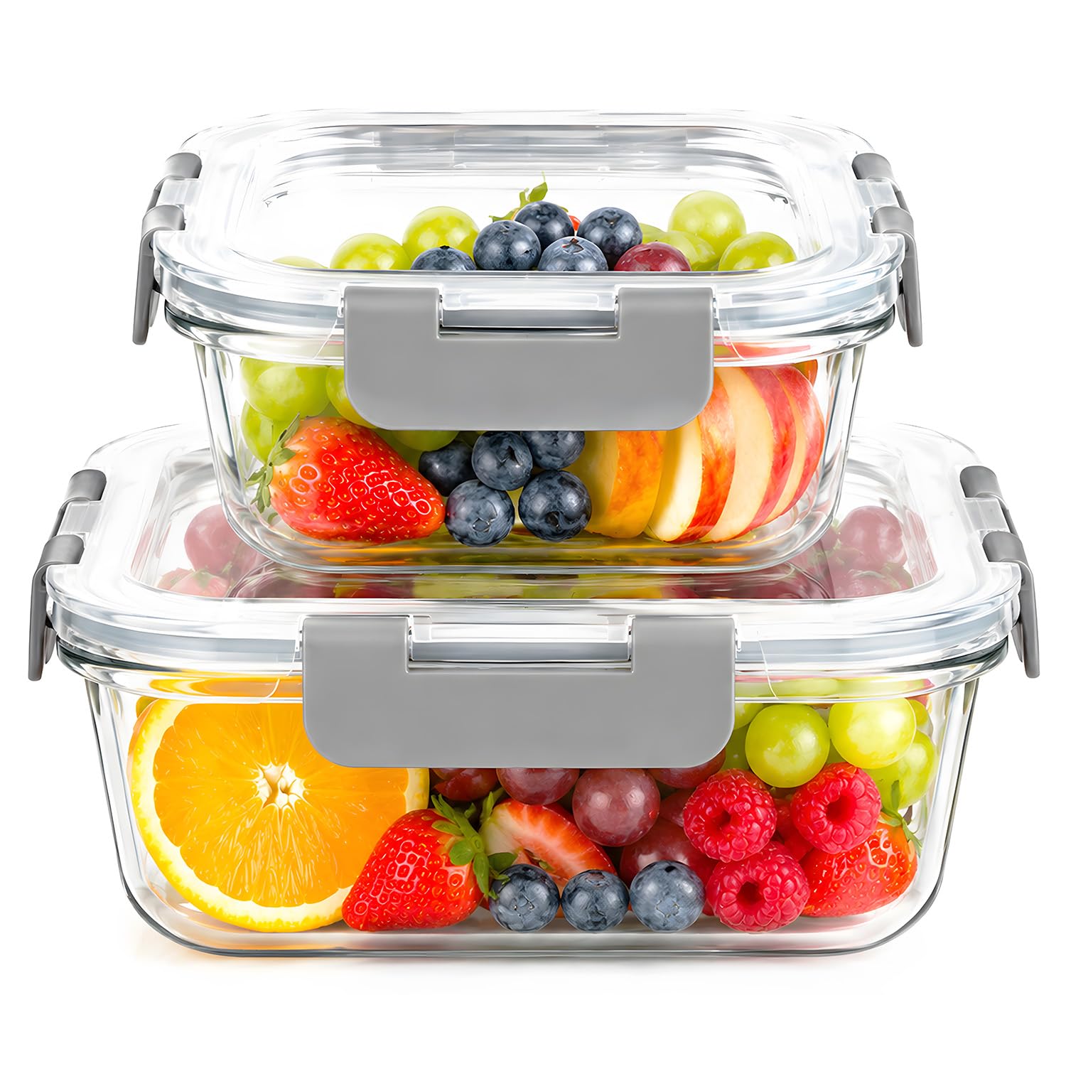 OFFASST Glasbehälter mit Deckel, Meal Prep Boxen & Frischhaltedosen aus Borosilikatglas, BPA-frei & luftdicht für Mikrowelle & Spülmaschine I Food Storage Container