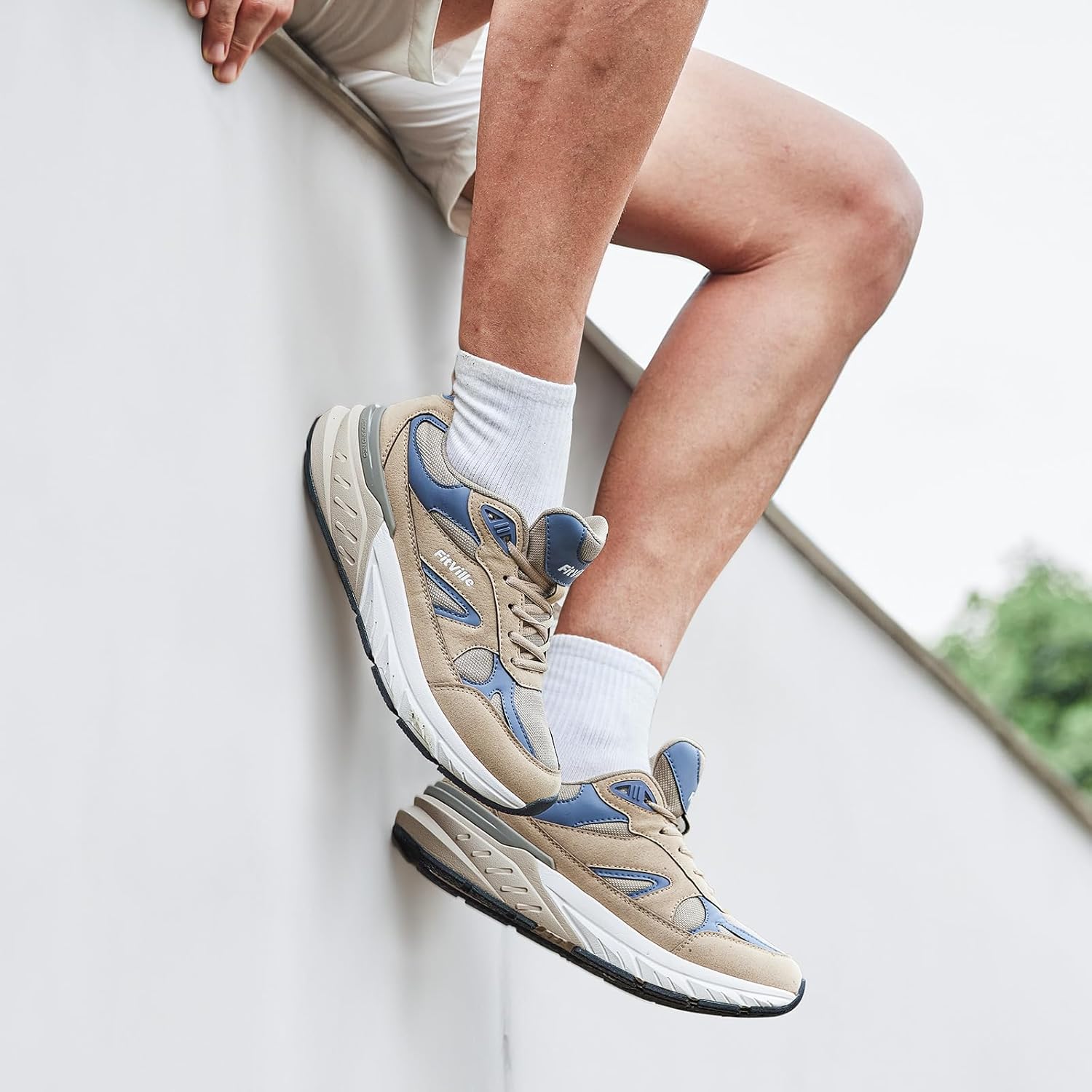 FitVille Wide Walking Shoes for Men Extra Wide Width Sneakers with Arch Support for Flat Feet Heel Pain Relief Plantar Fasciitis - Rebound NEO V1 - Image 2