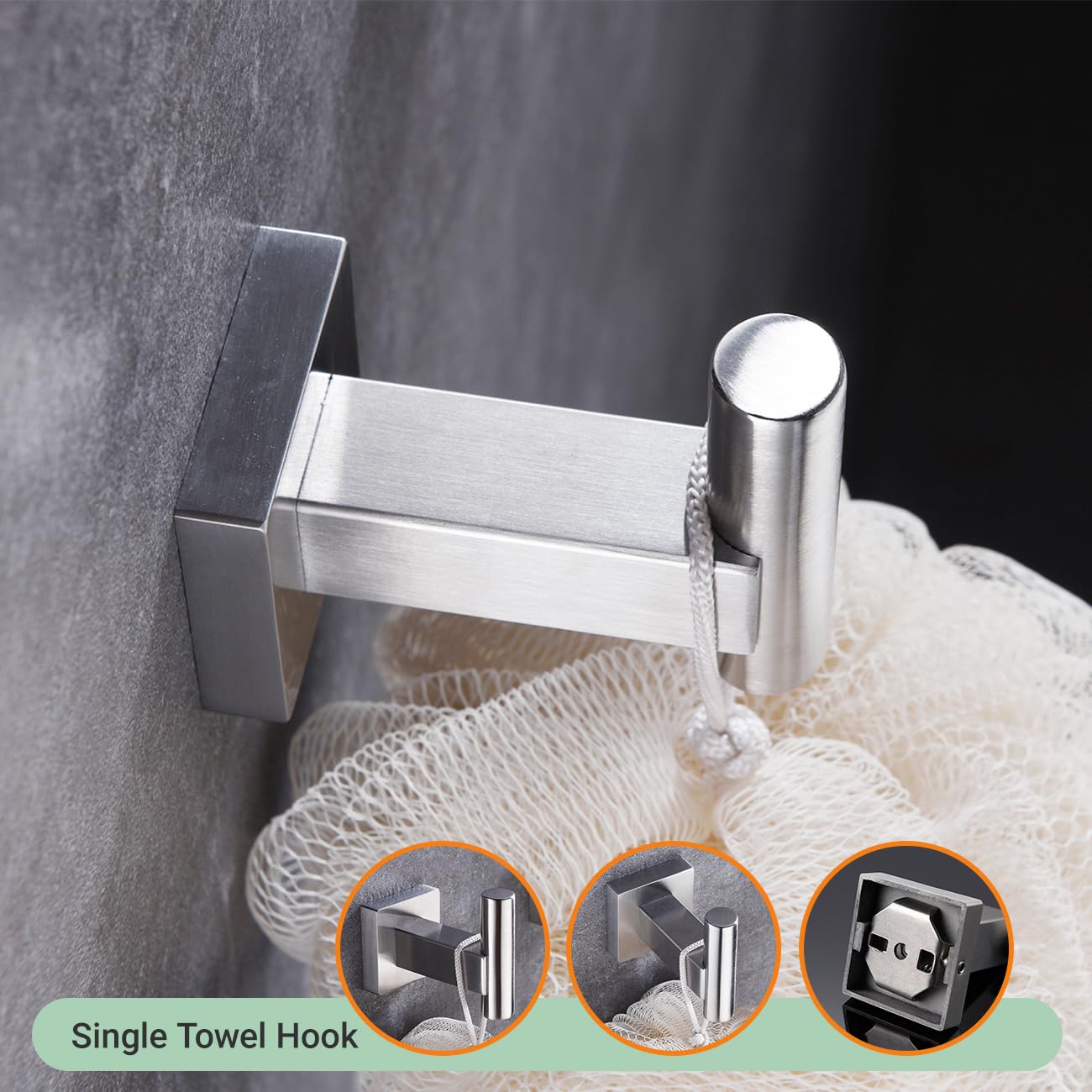 Hoooh 4-teiliges Badezimmer-Set Aus Edelstahl – Inkl. Handtuchstangen, Halter & Haken