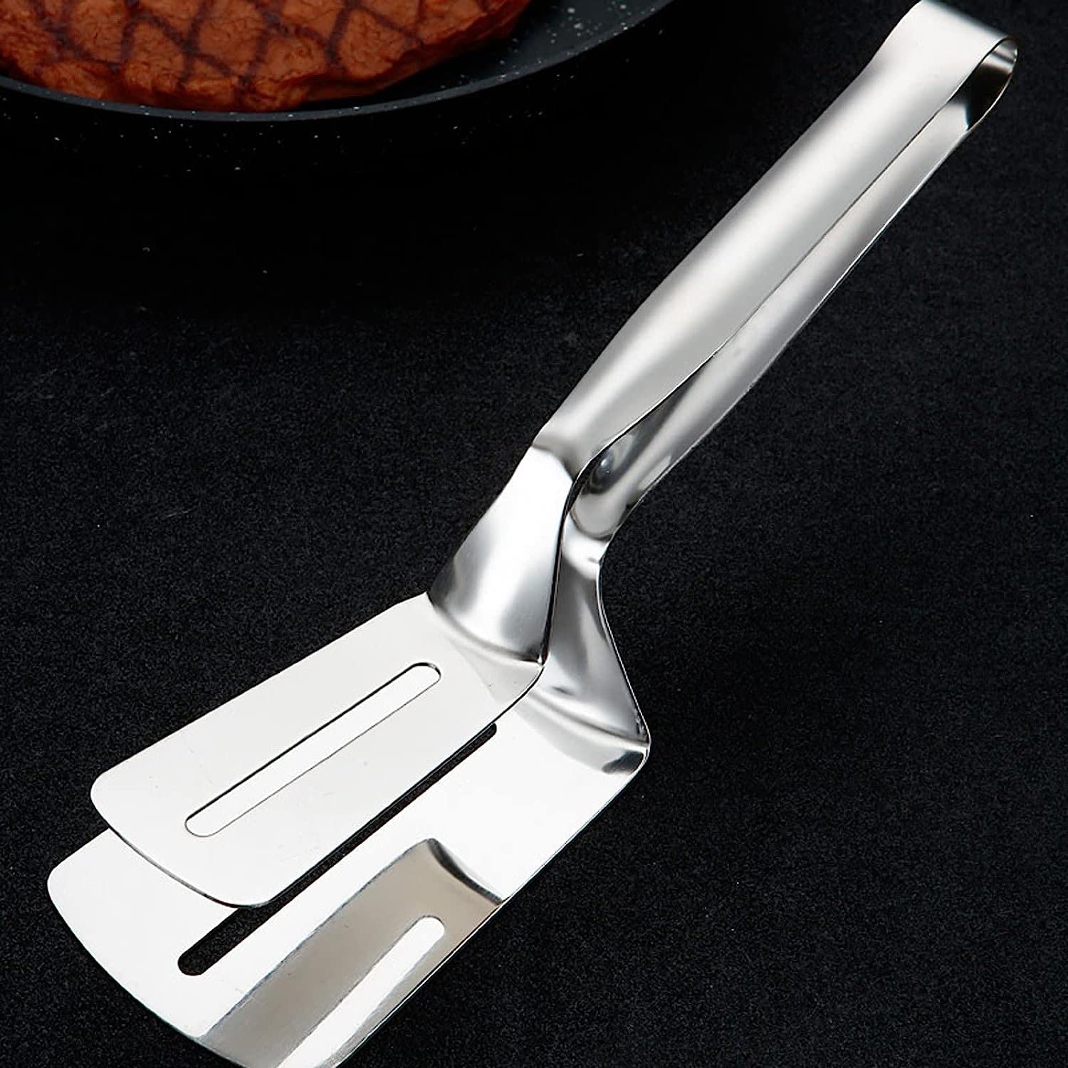 Pinza per Barbecue in Acciaio Inox, Pinza per Bistecca, Pinza Multifunzionale per Alimenti, Pinza per Pane e Bistecca