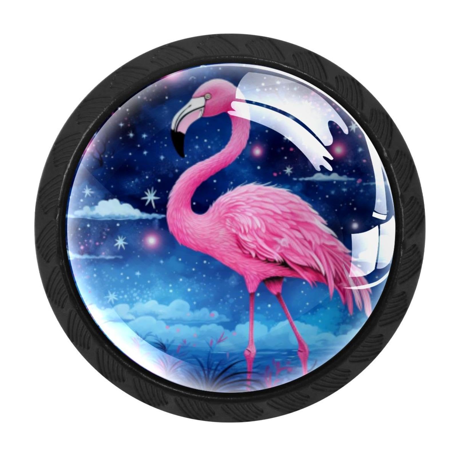 Chenzzzz Multicolored 09 4 Pieces Dresser Knobs Starry Flamingos Drawer Knobs Cabinet Knobs Pull Handles For Home Kitchen Office