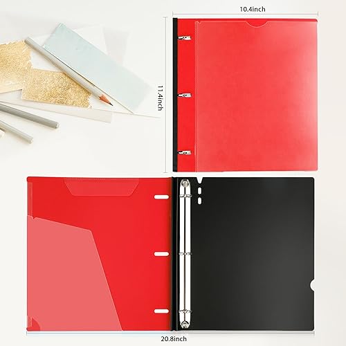 Miniatura 5 de MAKHISTORY Carpeta telescópica de 3 anillas, 4 unidades, carpeta flexible con cubierta frontal personalizada, bolsillo transparente para catálogo, 3