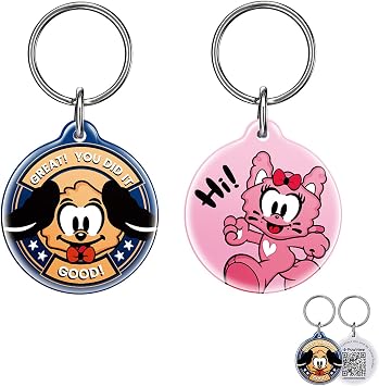 2Pcs QR Code Pet ID Tags for Dogs & Cats PawView Character Design, Waterproof, Smart Dog Tags Personalized with Modifiable Profile & Emergency Contact,QR for Instant Location AlertsParker