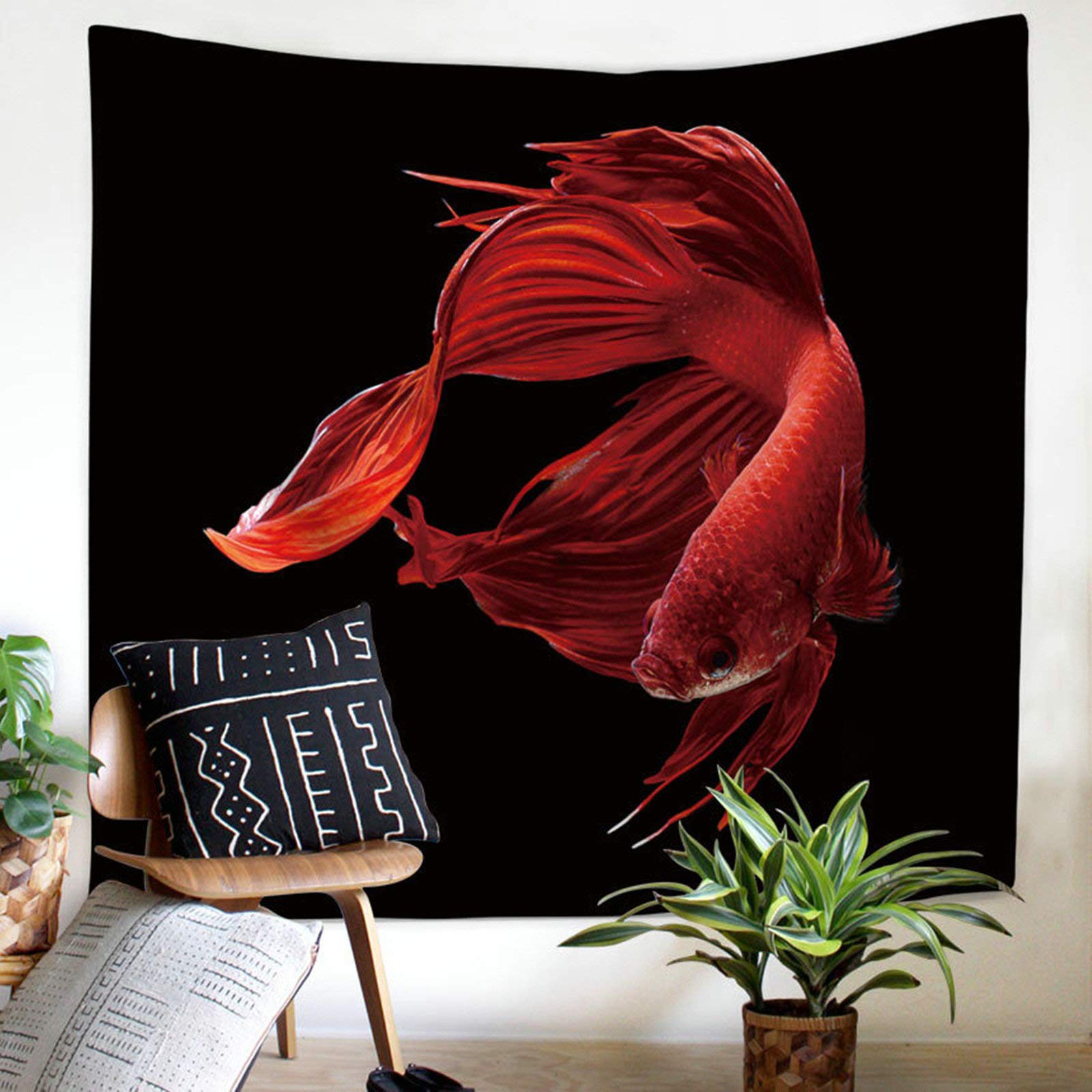 Tapices de pared KnSam de poliéster con diseño de peces para decorar tu dormitorio o salón