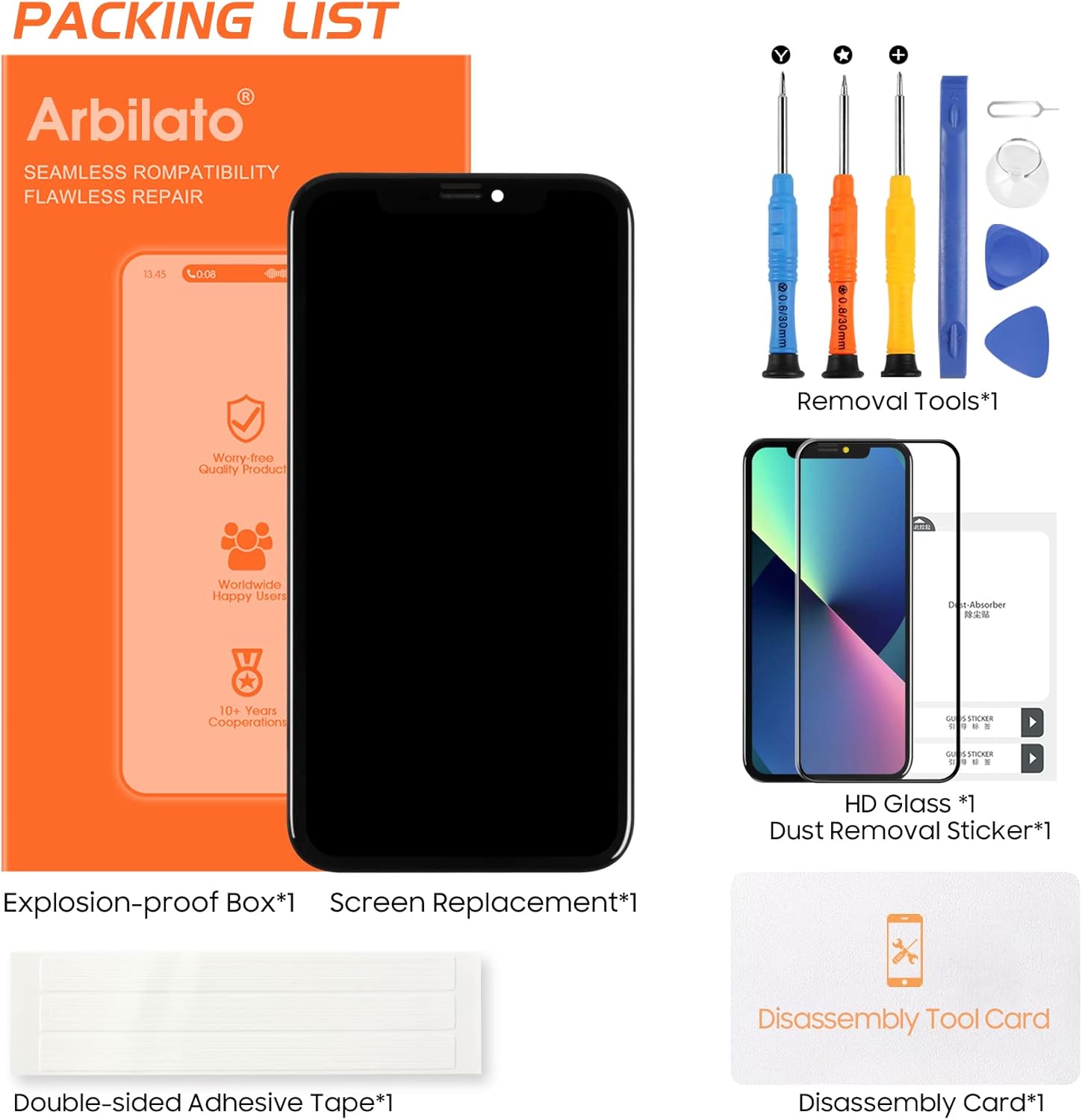 Incell Screen for iPhone XR Screen Replacement for iPhone A1984 LCD Screen A2106,A2105,A2018 Touch Display Digitizer Assembly Repair Parts（Black No Face ID）