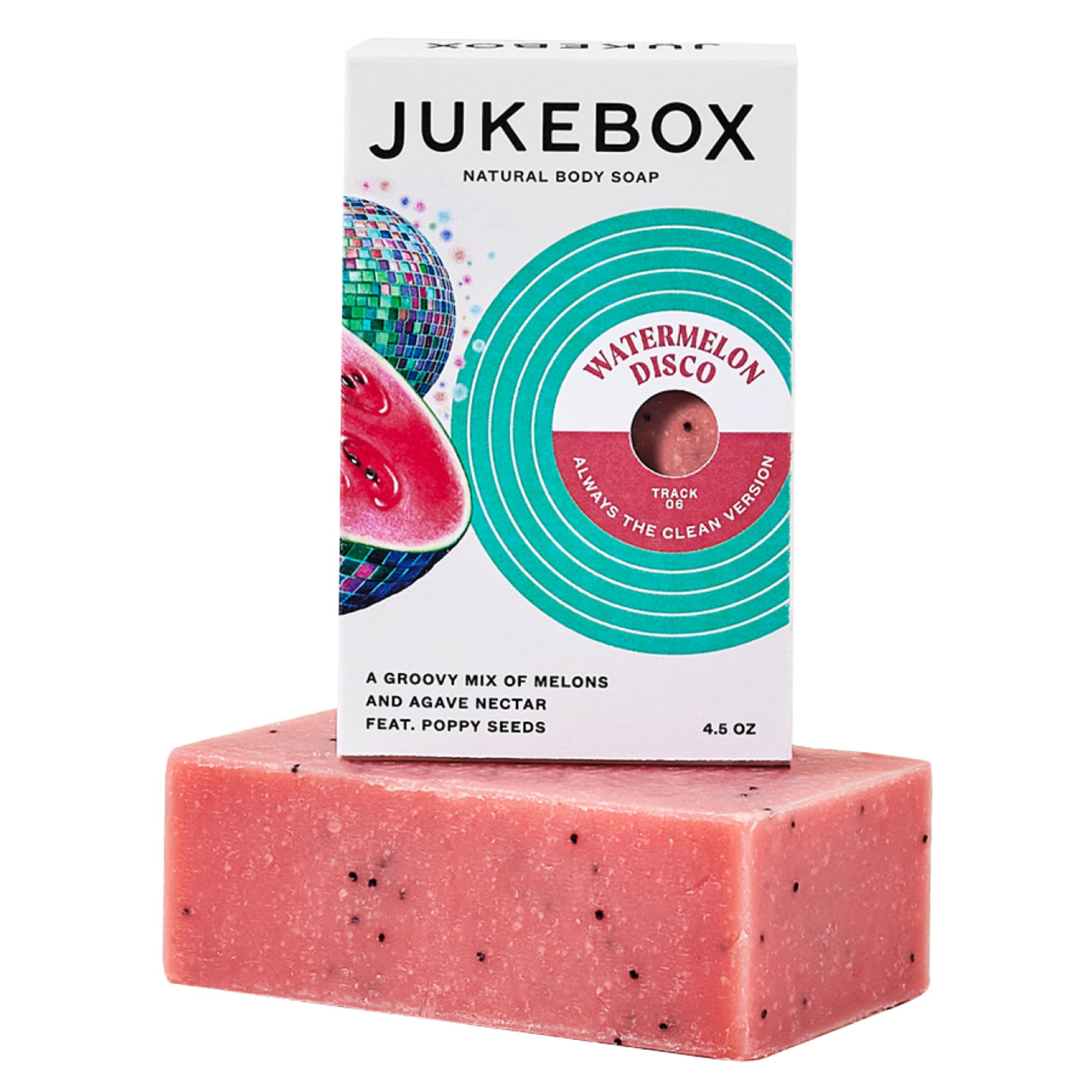 JUKEBOX Soap, Watermelon Disco, Natural Bar Soap for Women, Cold Process, Heavy Scrub, Bath Soap,No Harmful Ingredients, All Skin Types, Watermelon,
