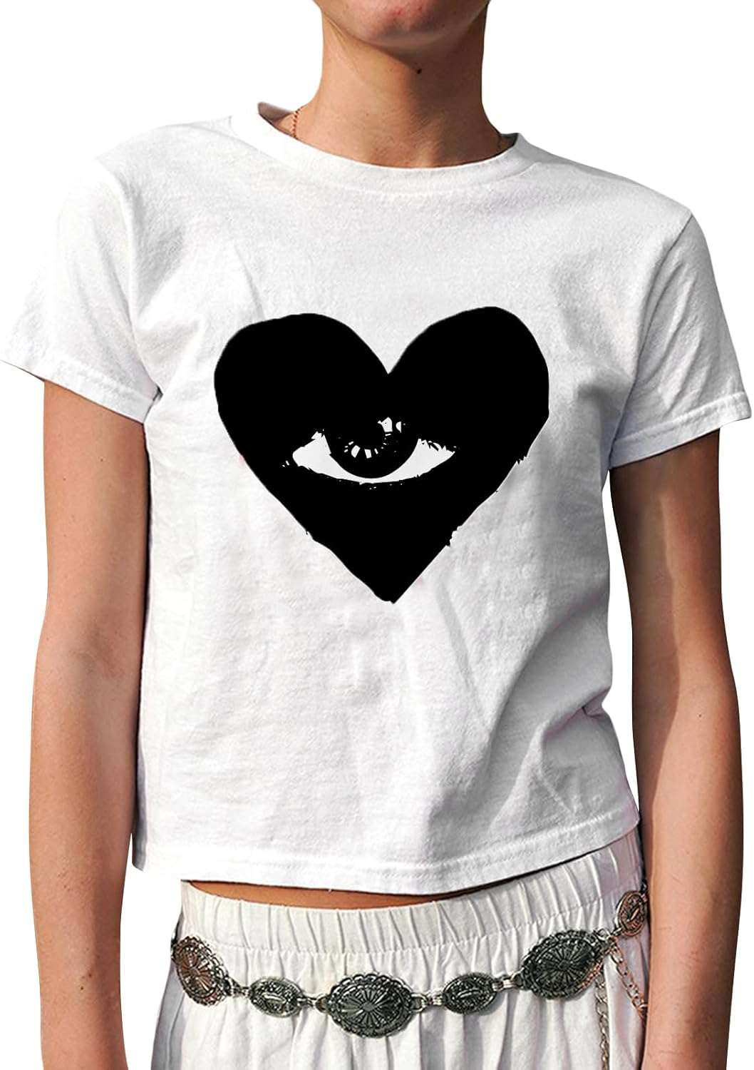 Y2k Women Graphic Baby Tee Slim Fit Short Sleeve Going Out Cute