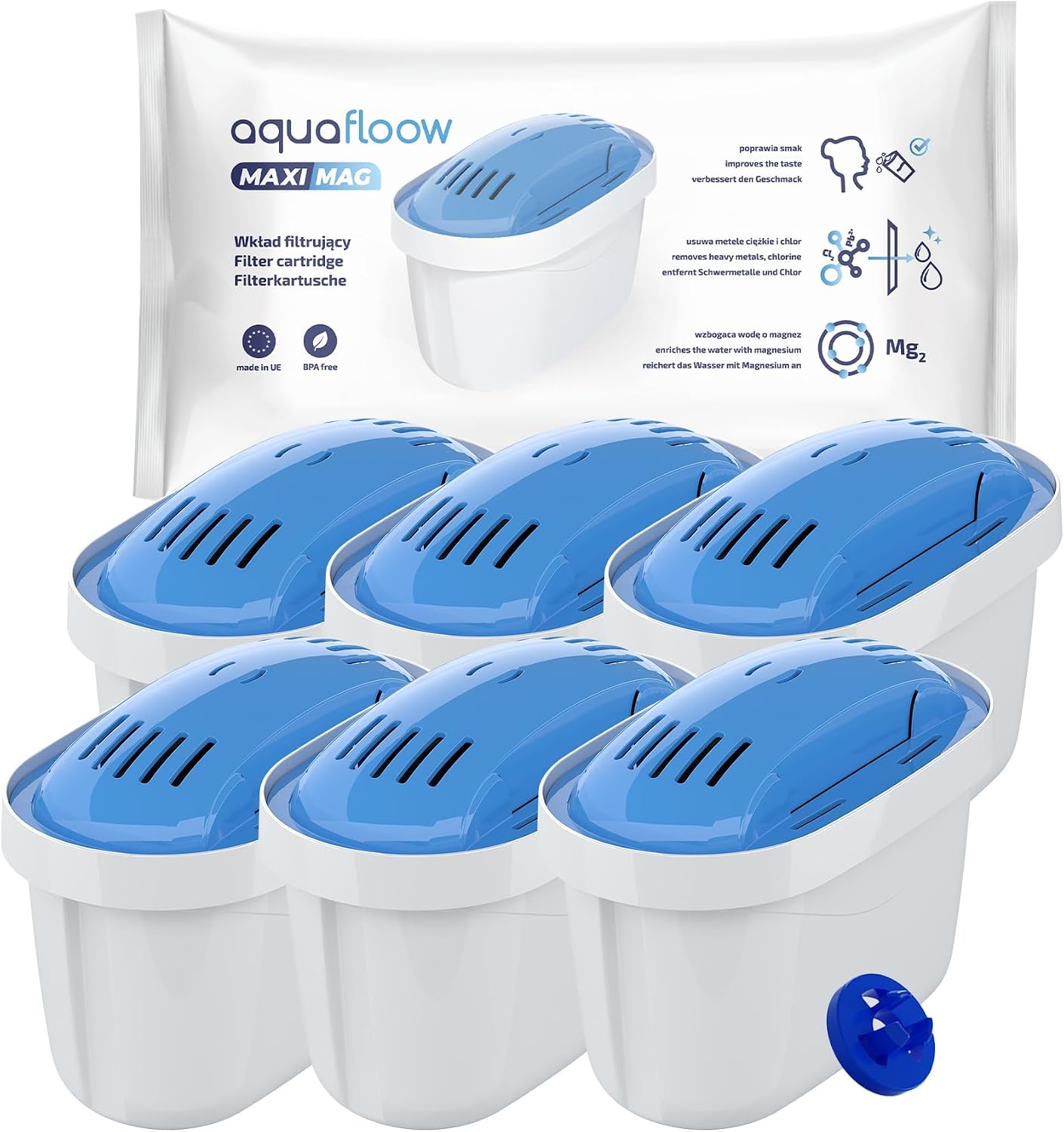 Aquaflow Maximag 6X Magnesium Water Filter Cartridges | Filters Clean The Water and Enrich It with Magnesium | Filter Replacement Dafi Unimax Aquaphor A5 Brita Maxtra+ Philips AWP212/10