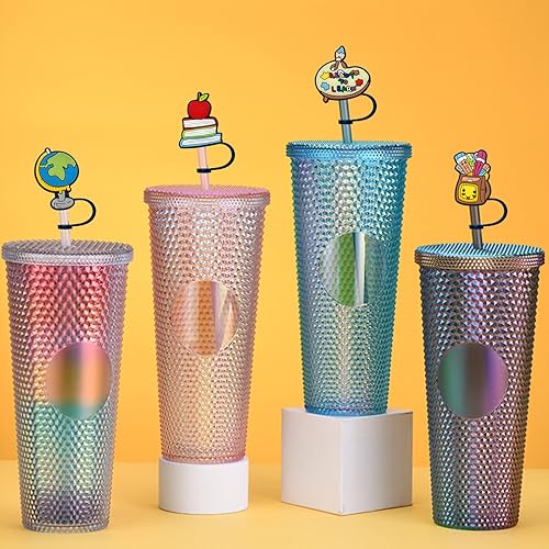 Miniatura 4 de Kleeblatt Tapas de popote para enfermera, 8 piezas de bonitas puntas de pajitas de silicona, reutilizables, para popotes de 14 a 13 pulgadas,