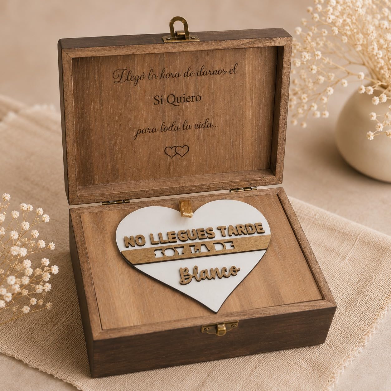 Genérico Caja para reloj vintage con mensaje grabado, regalo para futuro esposo o novio