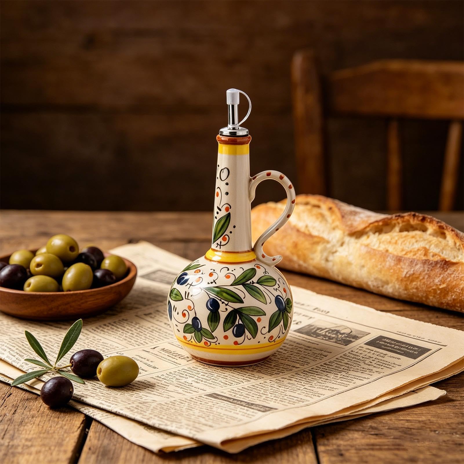 Dispensador de de Oliva de Cerámica Recipiente Portátil de 680 ml con | Botellas De Y Vinagre para Cocina Hogar Mesa Comedor Vinagre Conservación