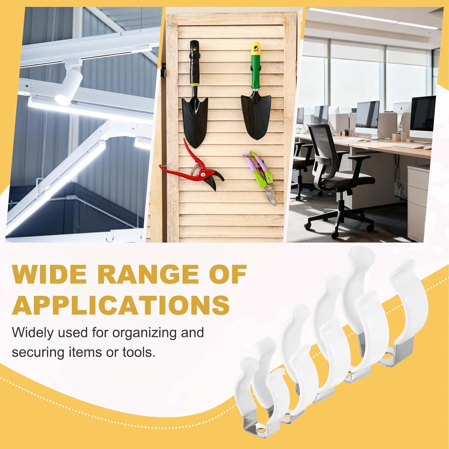 uxcell 10Pcs T10 U Clips Holder Bracket, Stainless Steel LED Fluorescent Tube Clip, Lamp Support Pipe Clamps for 24mm 15/16" Light Bulb Tube Rod Mounting Accessories, 37mm H, White