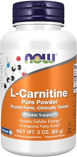 NOW Supplements, L-Carnitine (L-Carnitine Tartrate) Pure Powder, Boosts Cellular Energy, Amino Acid, 3-Ounce