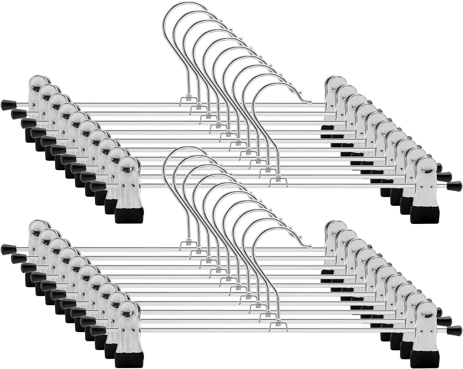 30 Pack Pant Hangers Skirt Hangers with Adjustable Clips Metal Trouser Clip Hangers