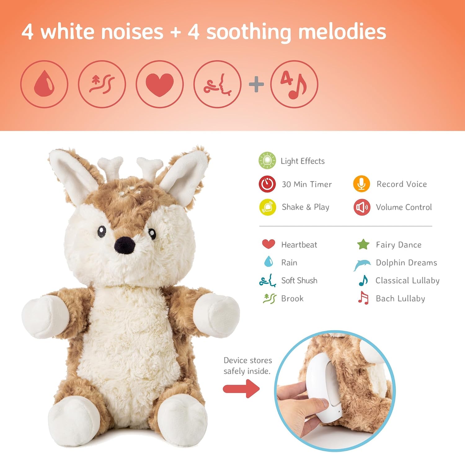 Cloud b CloudBox + LoveLight Buddies Finley Fawn Bundle | Story Projector & Baby Sound Machine | 36 Stories, 8 Melodies, White Noise | Voice Recorder | USB-C Rechargeable | Newborn Essentials