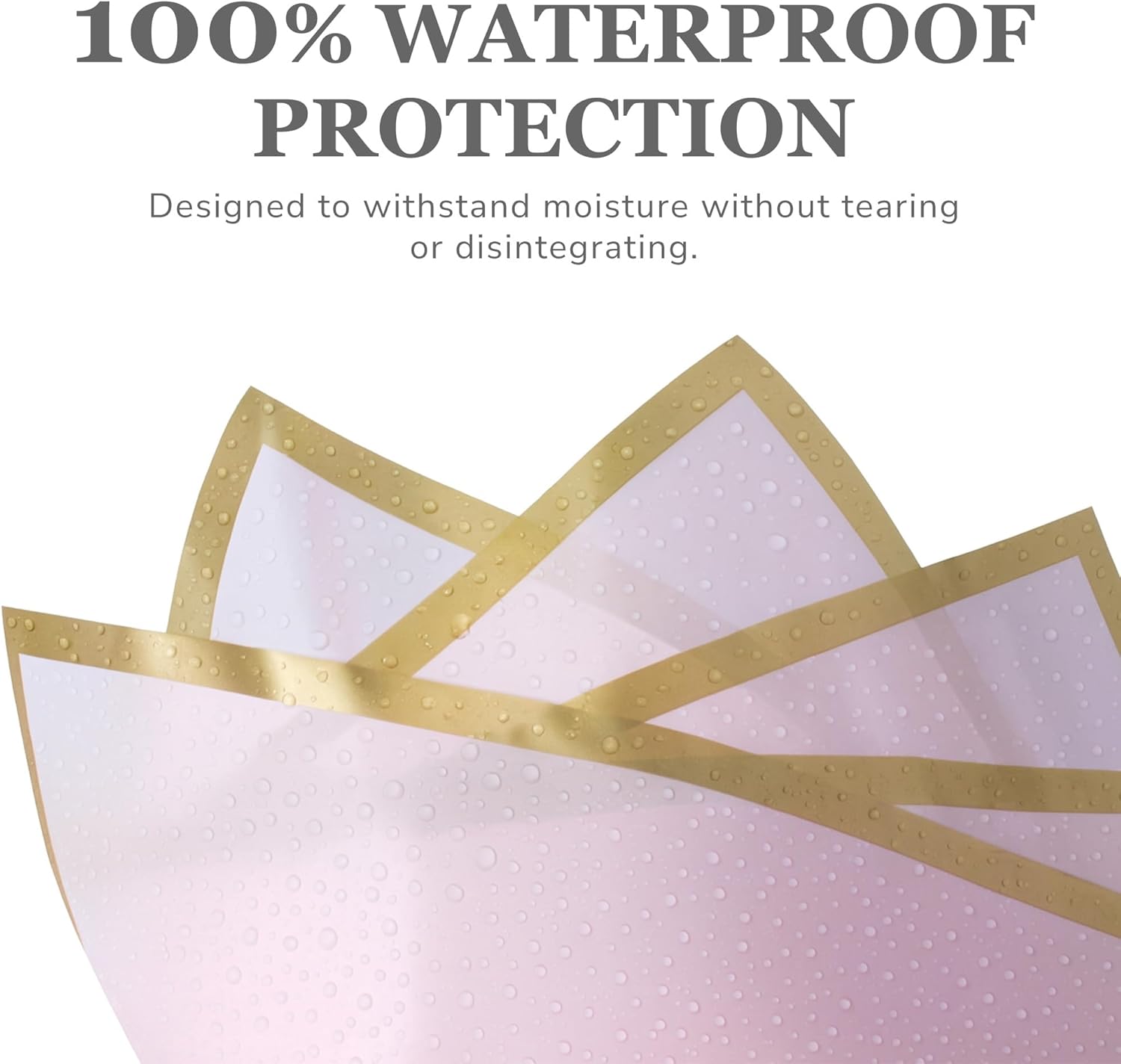 the florist Supply Amour Wrap 12 Pack, Luxury Pre-Assembled Flower Wrapping Paper - Waterproof Floral Bouquet Wrapping Paper with Gold Trim & Satin Ribbon, Light Pink