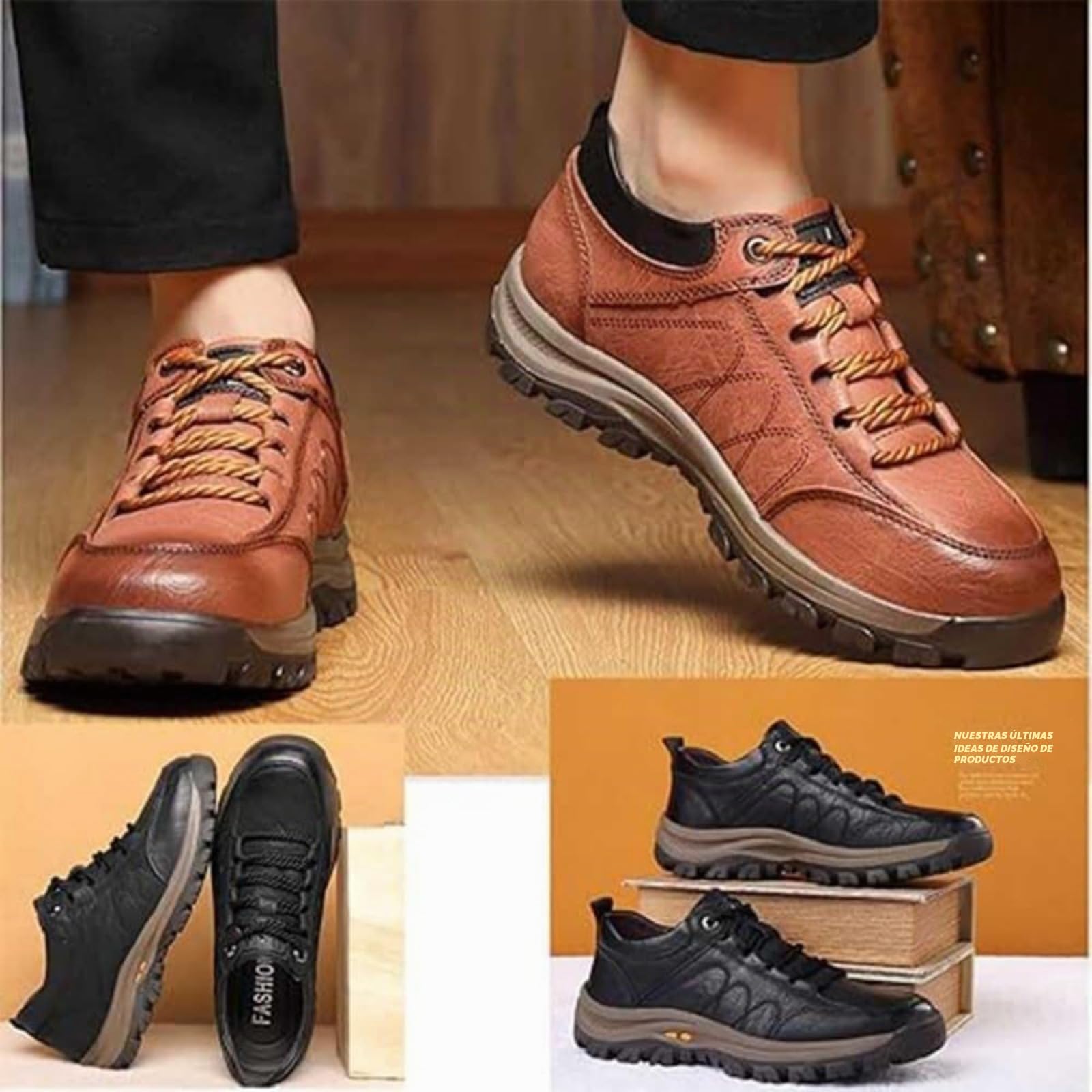 Mocasines casuales de cuero para hombre, hechos a mano, antideslizantes, con soporte de arco, zapatos cómodos para el trabajo, senderismo, zapatos deportivos para hombre