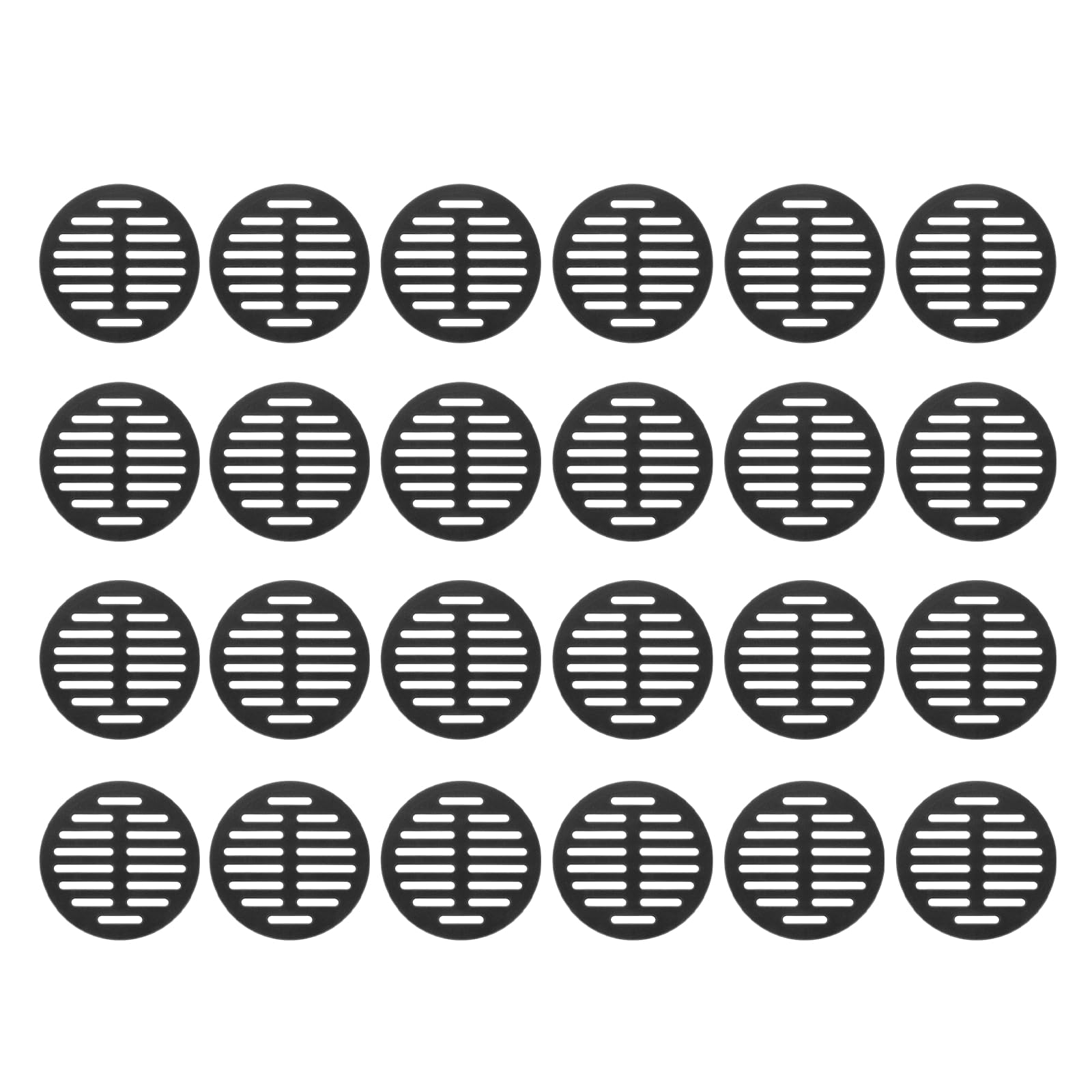 sourcing map 24 Pcs Round Soffit Vents (80mm / 3.15") - Plastic Louver Soffit Air Vent Cover Circular Air Mesh Screen Grille for Home/Bathroom/Wall/Ceiling/Cabinet, Black