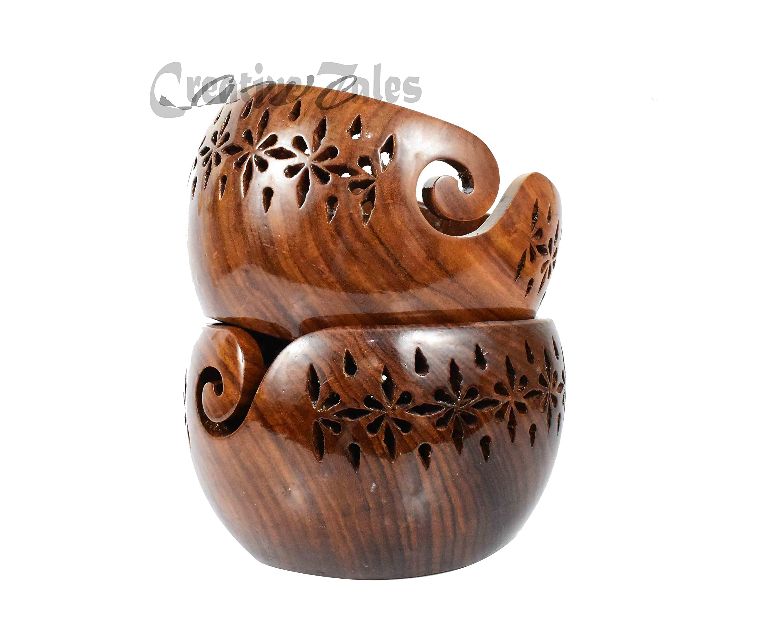 Wooden Yarn Bowl for Crocheting & Knitting 7
