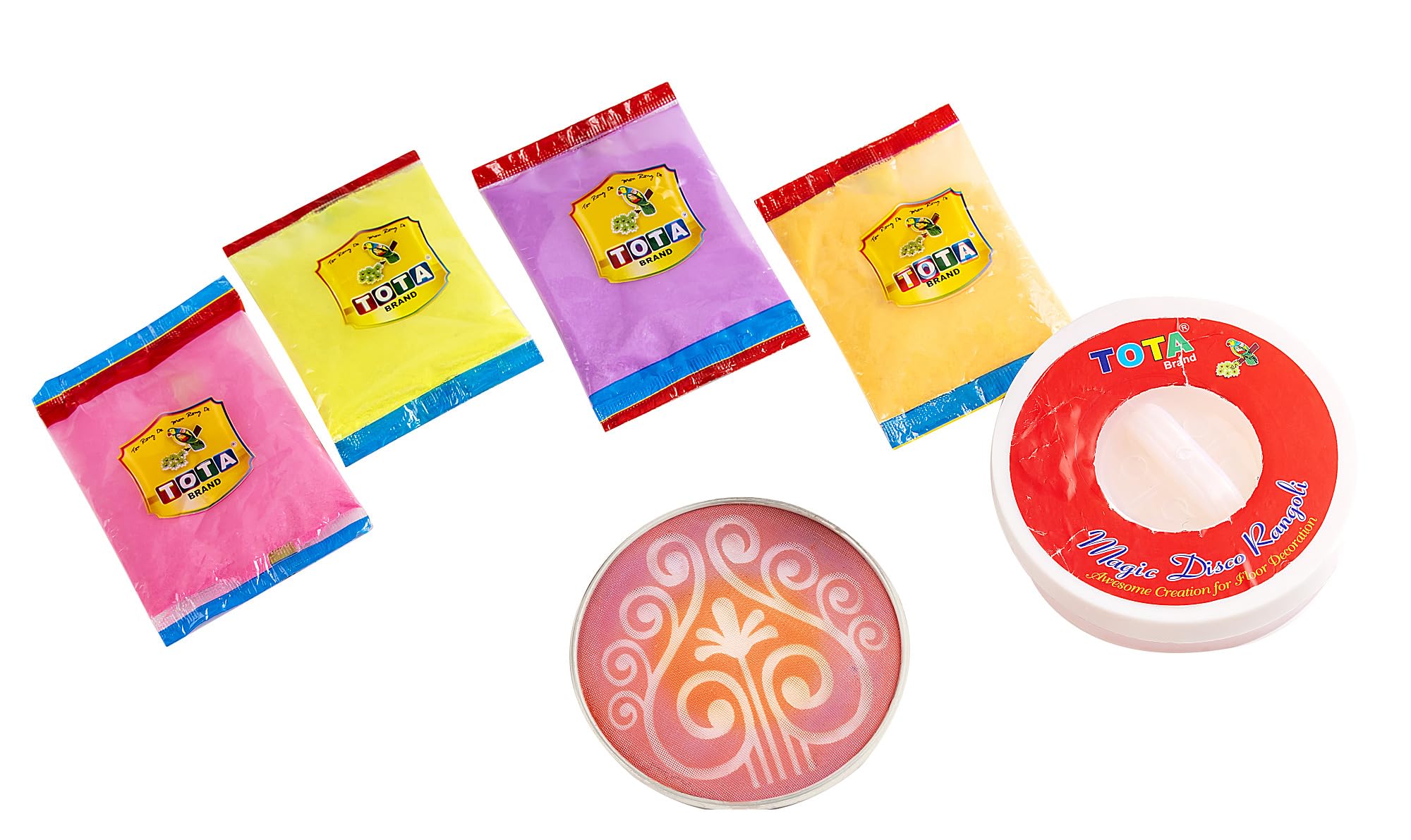 TOTA Magic Rangoli Maker for Navratri Pongal Diwali Pooja Mandir Design Rangoli Powder Colours with 4 Assorted Rangoli Colour Powder, 1 Rangoli Stencil and 1 Magic Rangoli Maker (B0BJ91NFGS) Amazon Price History, Amazon Price Tracker