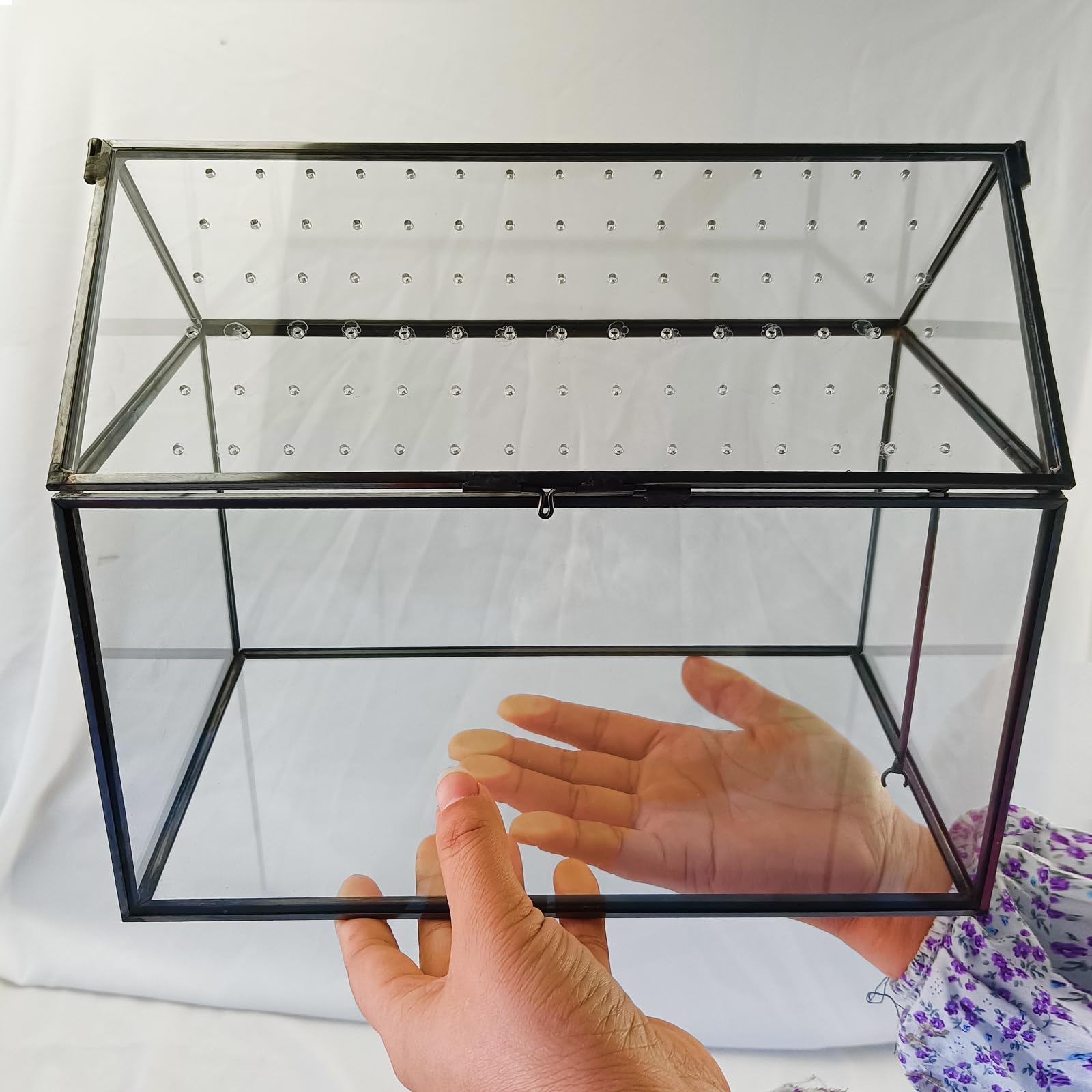 HighFree Terrarios hechos a mano con forma de casa de cristal grande de 10.3 pulgadas, contenedor de mesa con cierre de tapa abatible para helecho de musgo de plantas suculentas
