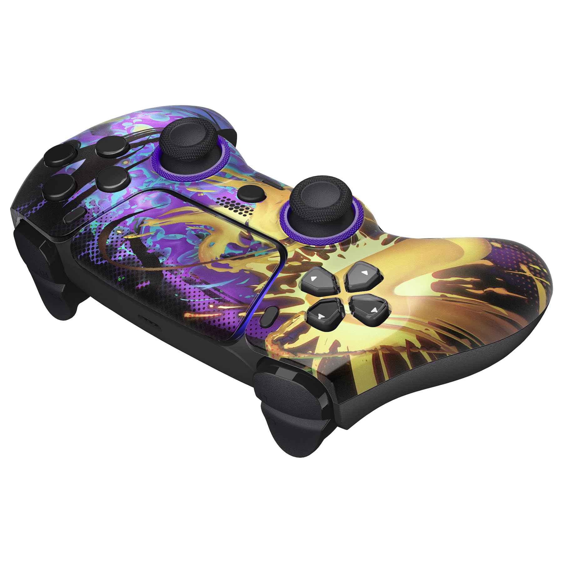 eXtremeRate Luna Cover per ps5 Controller Joystick,Shell Frontale Touchpad Ricambio,Scocca Ridisegnata&Anelli per ps5 Joypad BDM 010/020/030/040/050-Combattimento Schizzato