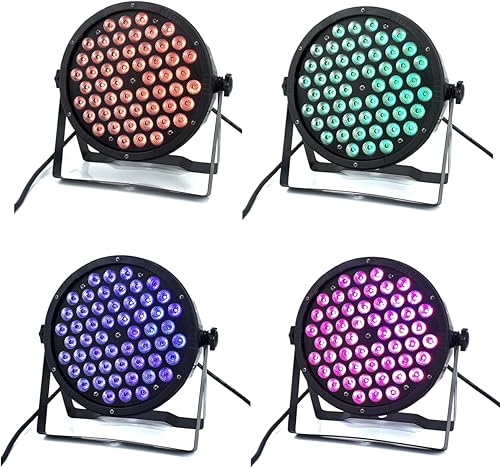 Miniatura 5 de Par de luces LED de 54 x 2 W, luces de escenario 54 LED RGB DJ Par de luces para escenario con sonido remoto DMX efecto de molino de viento