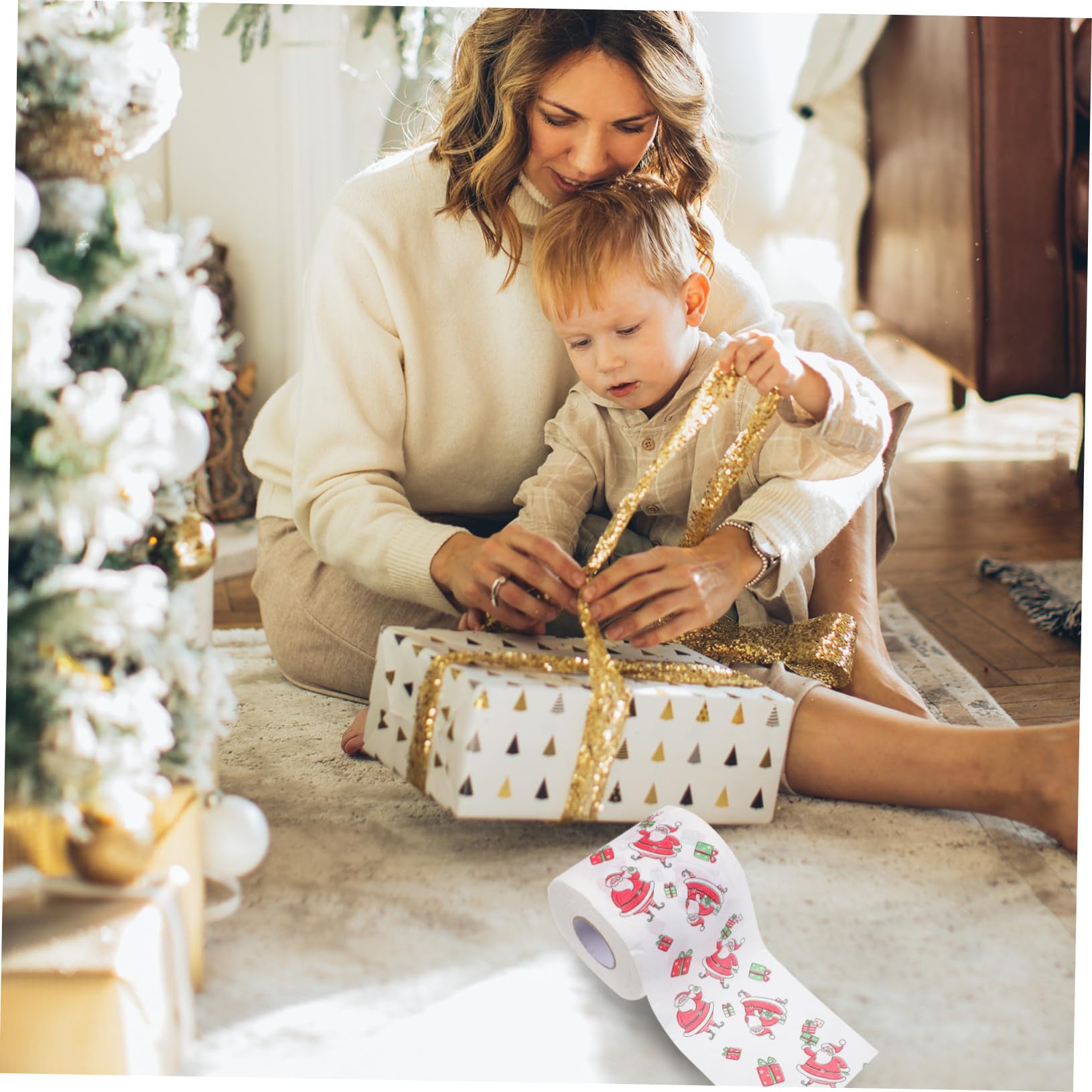 4 Rollen Weihnachts Toilettenpapier mit Kreativen Doppellagigen Druckmotiven Weiches Klopapier mit Festlichem Xmas Design als für Festliche Tischdekoration