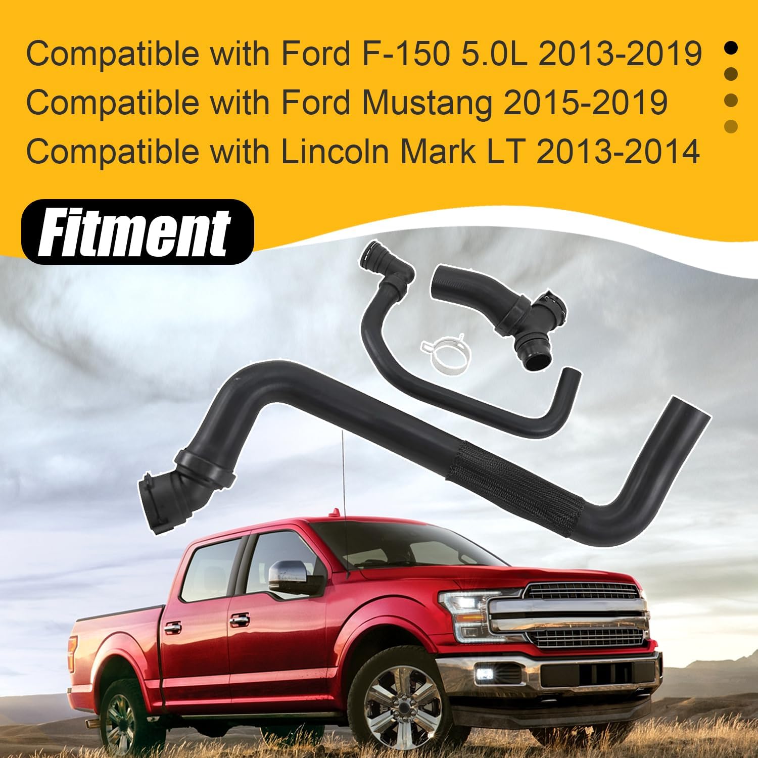 Upper Radiator Hose Y-Connector Lower Compatible with Ford F-150 5.0L 2013-2019 Replaces DR3Z-8566-A CL3Z-8260-A BL3Z-8C350-A DR3Z8566A CL3Z8260A BL3Z8C350A