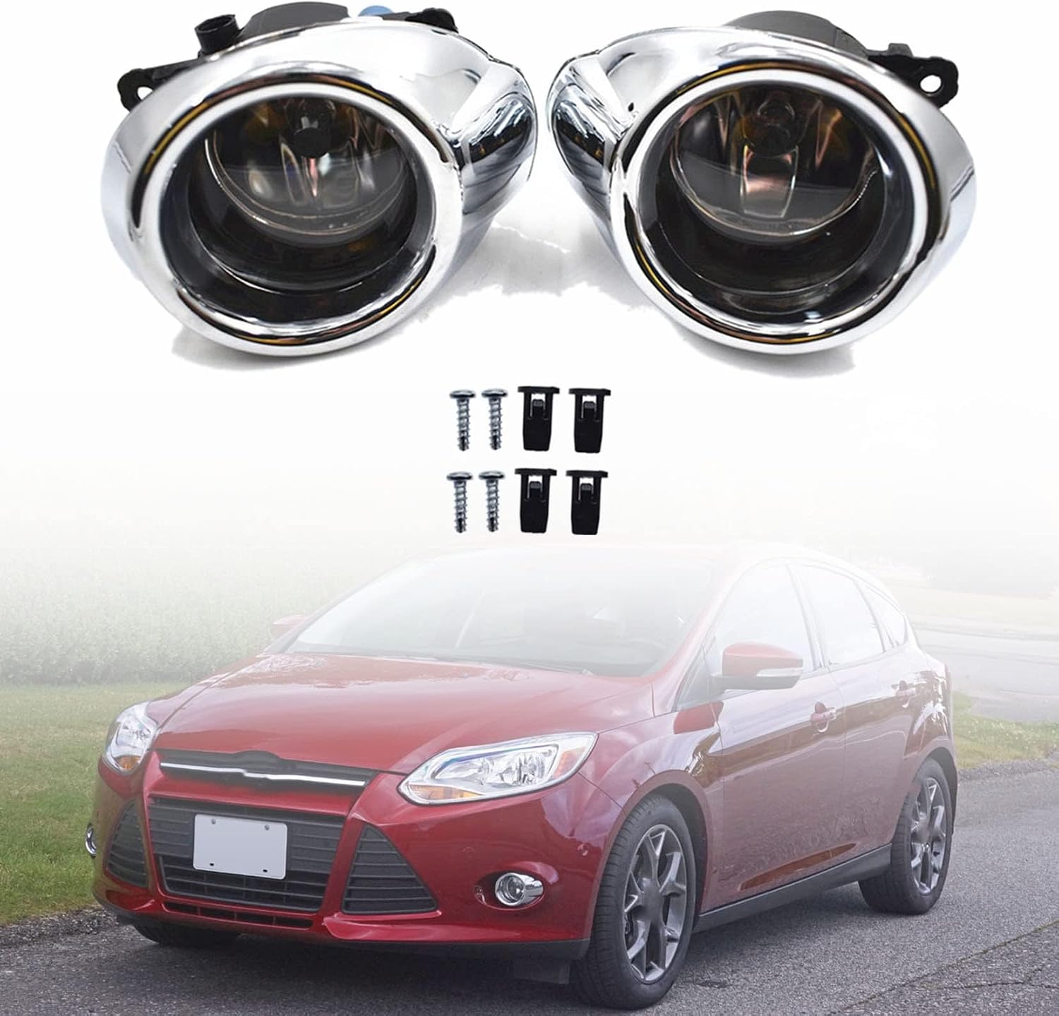2-Pack Clear Lens Driving Fog Lights with Bulbs Replacement for Focus S/SE/SEL/Titanium models 2012-2014