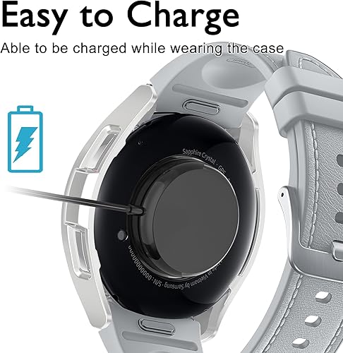 Miniatura 6 de Funda protectora de reloj 2 en 1 para Samsung Galaxy Watch 6 Classic de 1.850 in, cubierta de parachoques duradera de PC, anillo bisel de diamantes