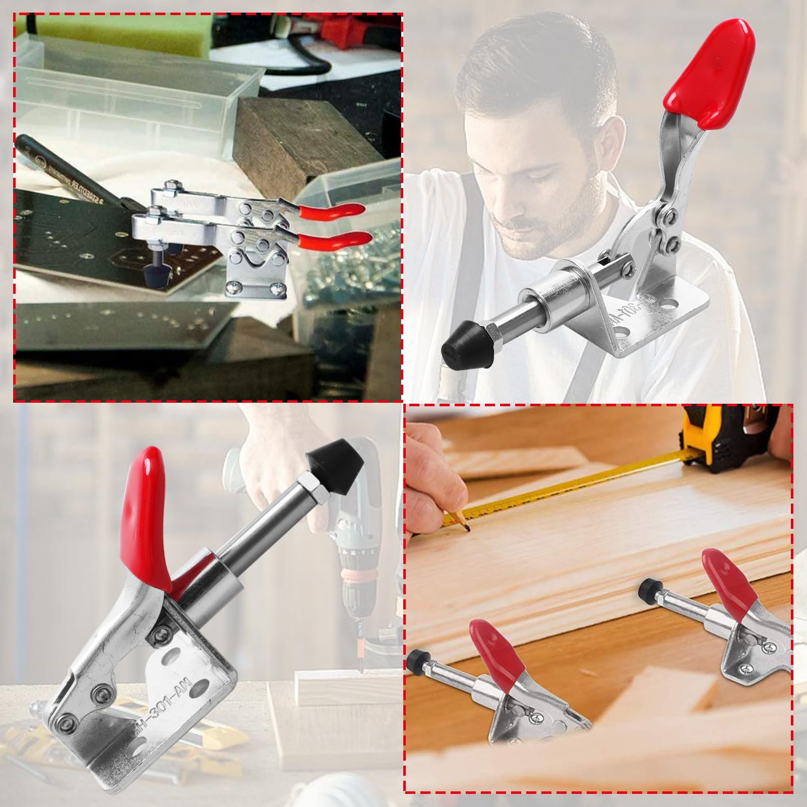 Lot De 4 Pinces à Bascule Push-pull - Outil De Serrage Rapide Pour Menuiserie, Soudure, électronique, Ferronnerie