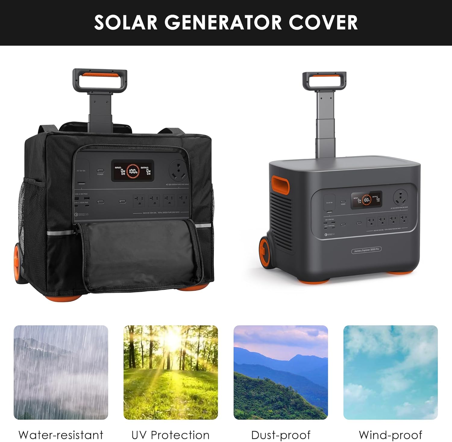 Generator Dust Cover for Solar Generators - Waterproof Protective Cover Compatible with Jackery Solar Generator 2000 Plus 400W and Solar Generator 3000 PRO 400W