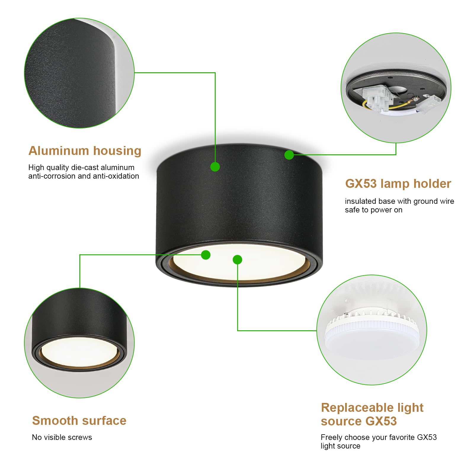 KYOTECH 4 x led-oppervlaktespots, 4000 K, plafondspot, mat