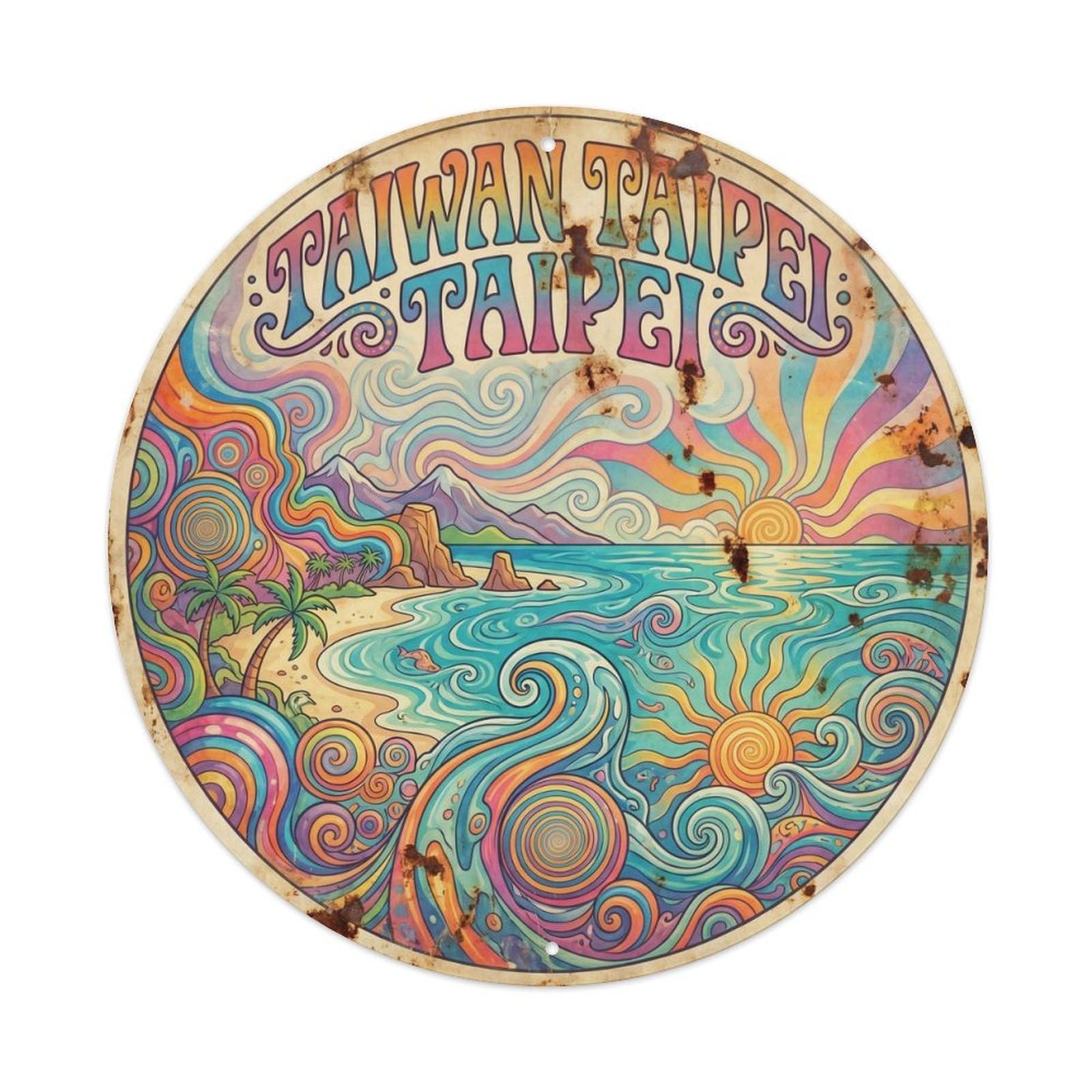 Taiwan Taipei East Asia Coast Psychedelic Metal Tin Sign