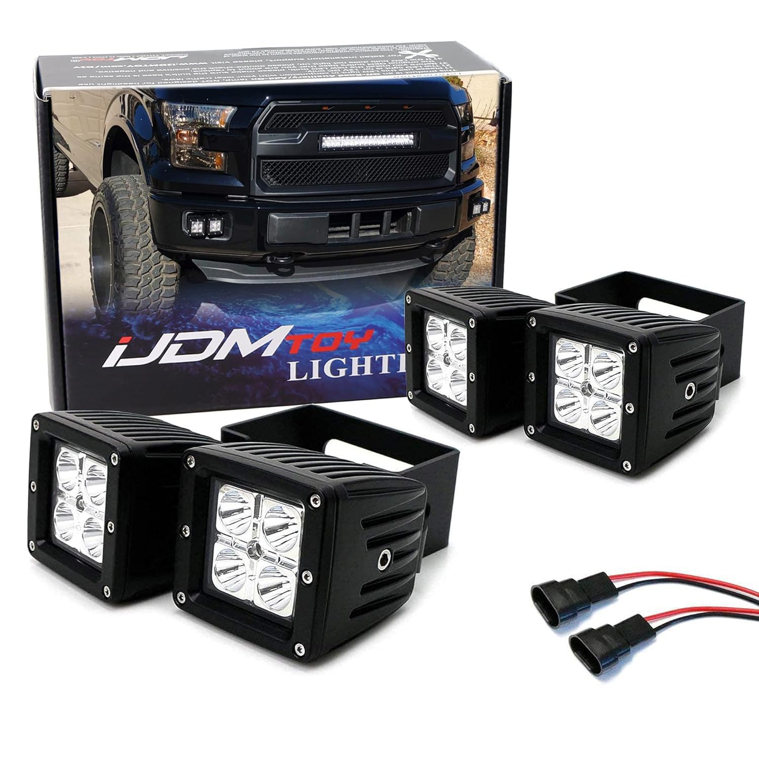 Amazon.com: iJDMTOY Dual LED Pod Light Fog Lamp Kit Compatible with 2015-20  Ford F150, 2017-22 F250 F350, Includes (4) 20W High Power LED Cubes,  Foglight Location Mounting Brackets, Wiring/Adapter Harnesses : Automotive
