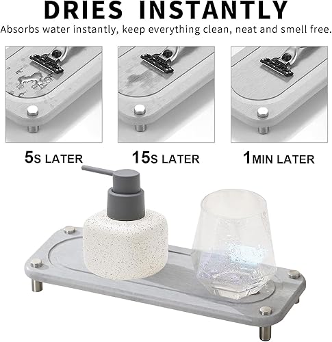 Miniatura 4 de Organizador de fregadero limpio de secado rápido, soporte dispensador de jabón de esponja para cocina y baño, organizador de fregadero de secado