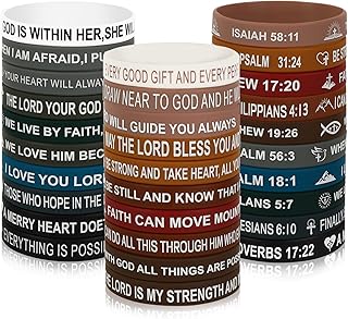 JUNEBRUSHS 42pcs Bible Verse Silicone Bracelets Bulk Inspirational Christian Rubber Bracelets Faith Hope Wristbands Jesus Rubber Wristbands for Men Women Party Christian Gifts(21 Designs)